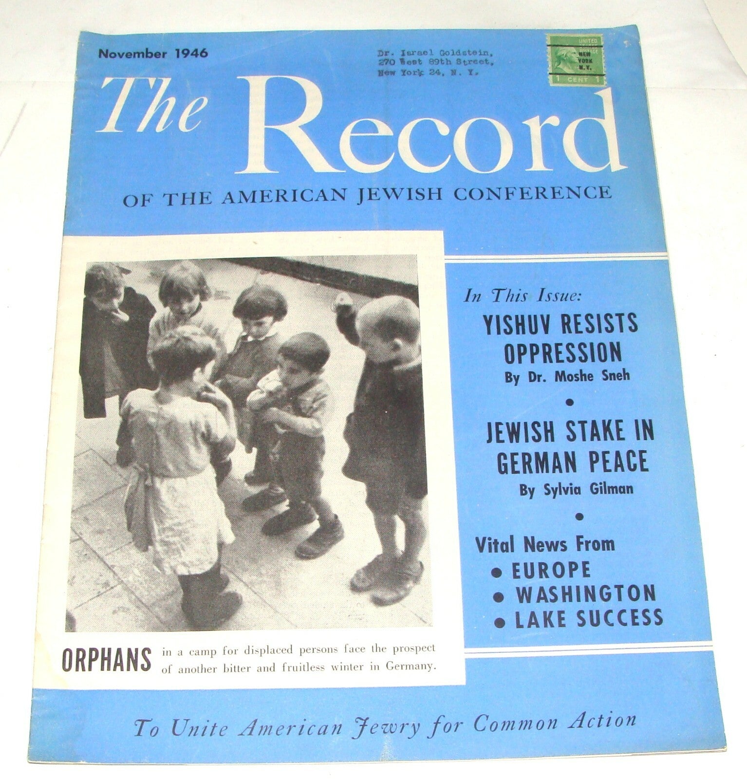 $ Germany 1946 Post WWII Bulettin Jewish American THE RECORD Cyprus Europe