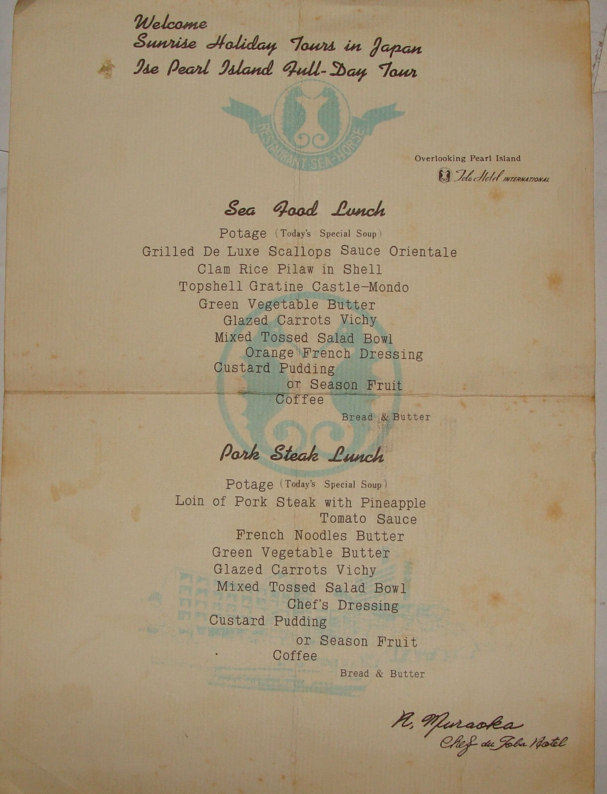 Japan Restaurant Sea Horse Menu Pearl Island