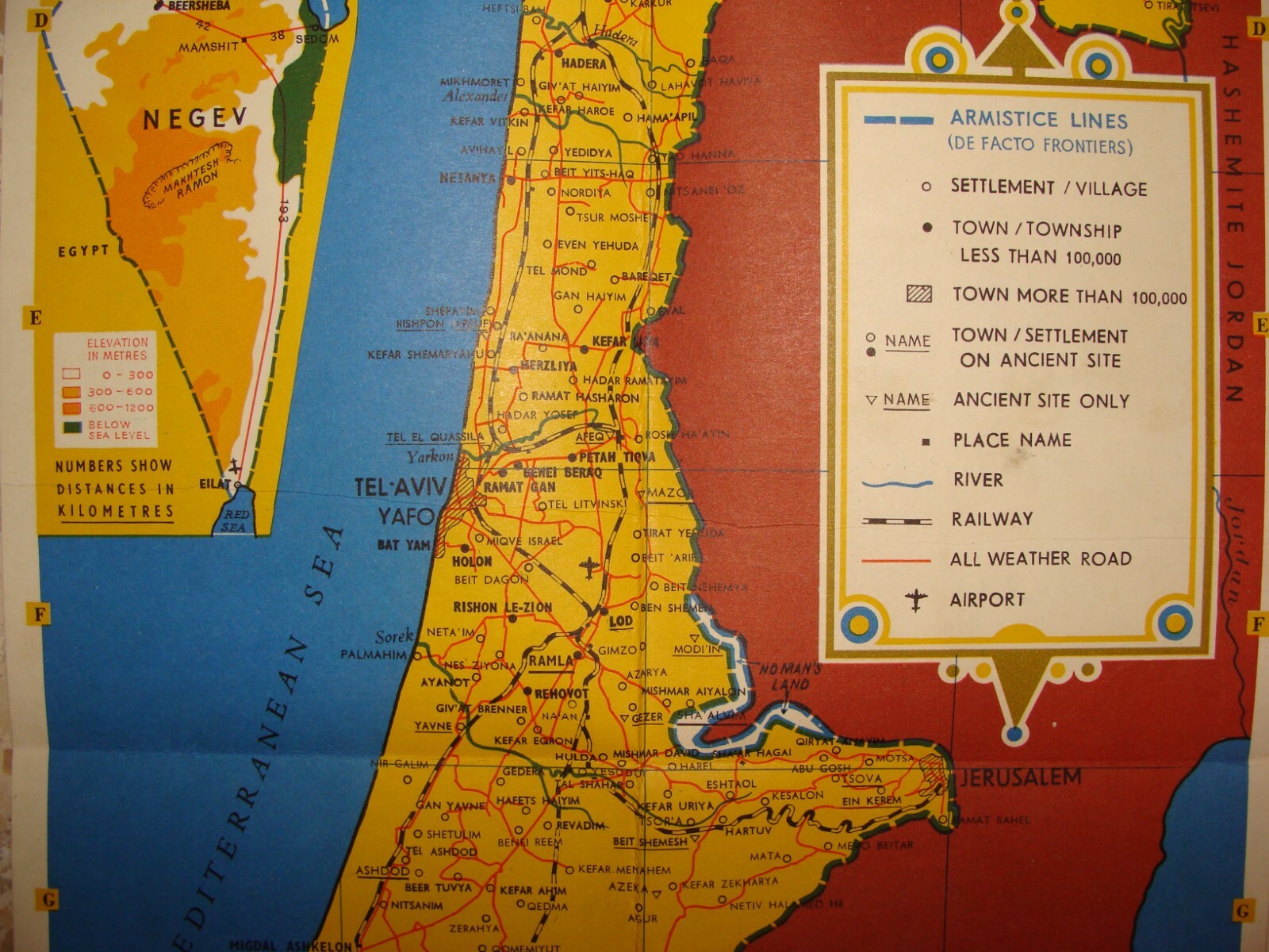 Jewish Judaica PRE 1967 Six Day War ISRAEL Israeli Touring Map SOLDIER HOLIDAY