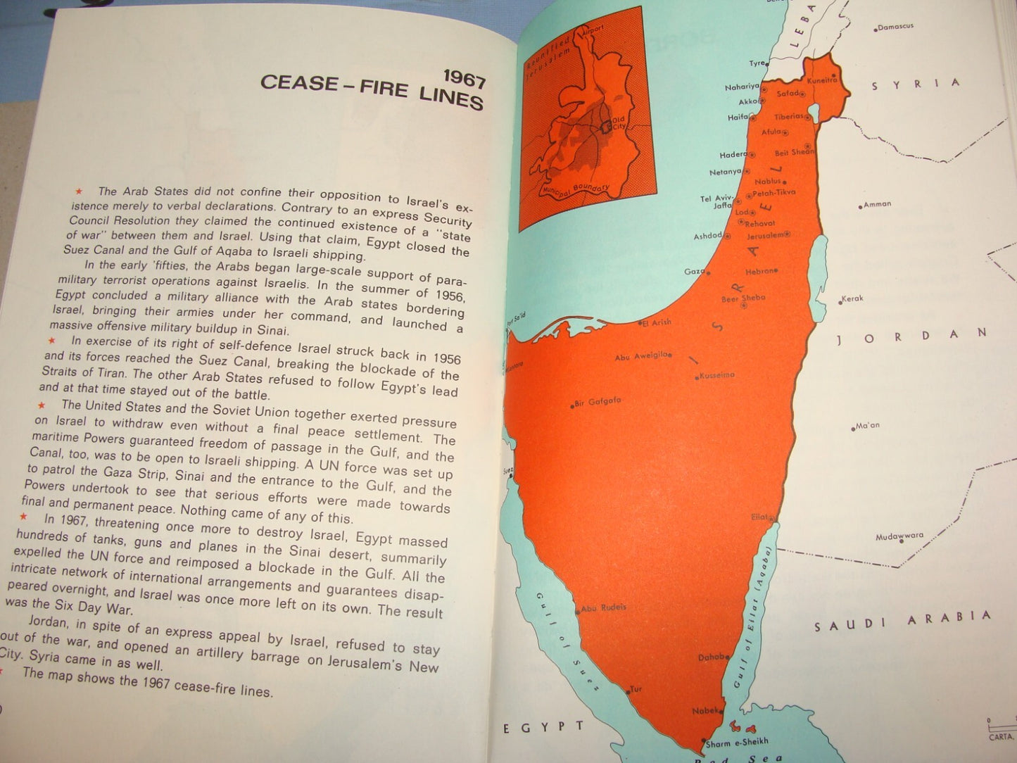 Map Palestine Jewish Judaica 1971 Israel Israeli Peace Borders History Arab War