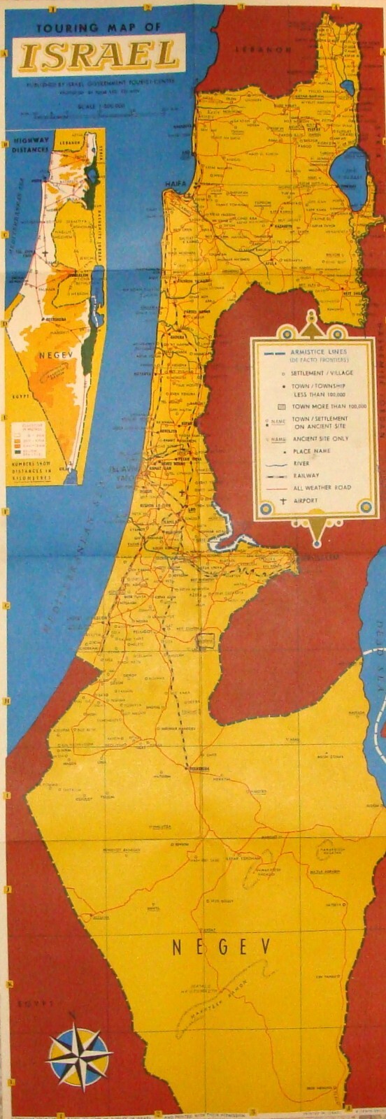 Map Jewish Judaica PRE 1967 Six Day War ISRAEL Israeli Touring SOLDIER HOLIDAY