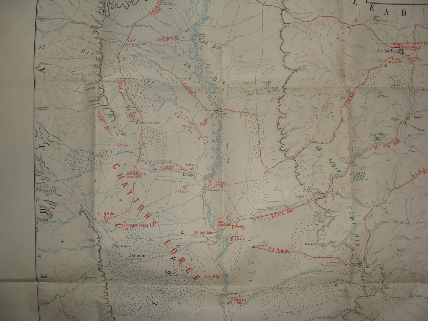 Palestine Israel Map Army Military WWI Turkish British Army Military CHAYTOR'S