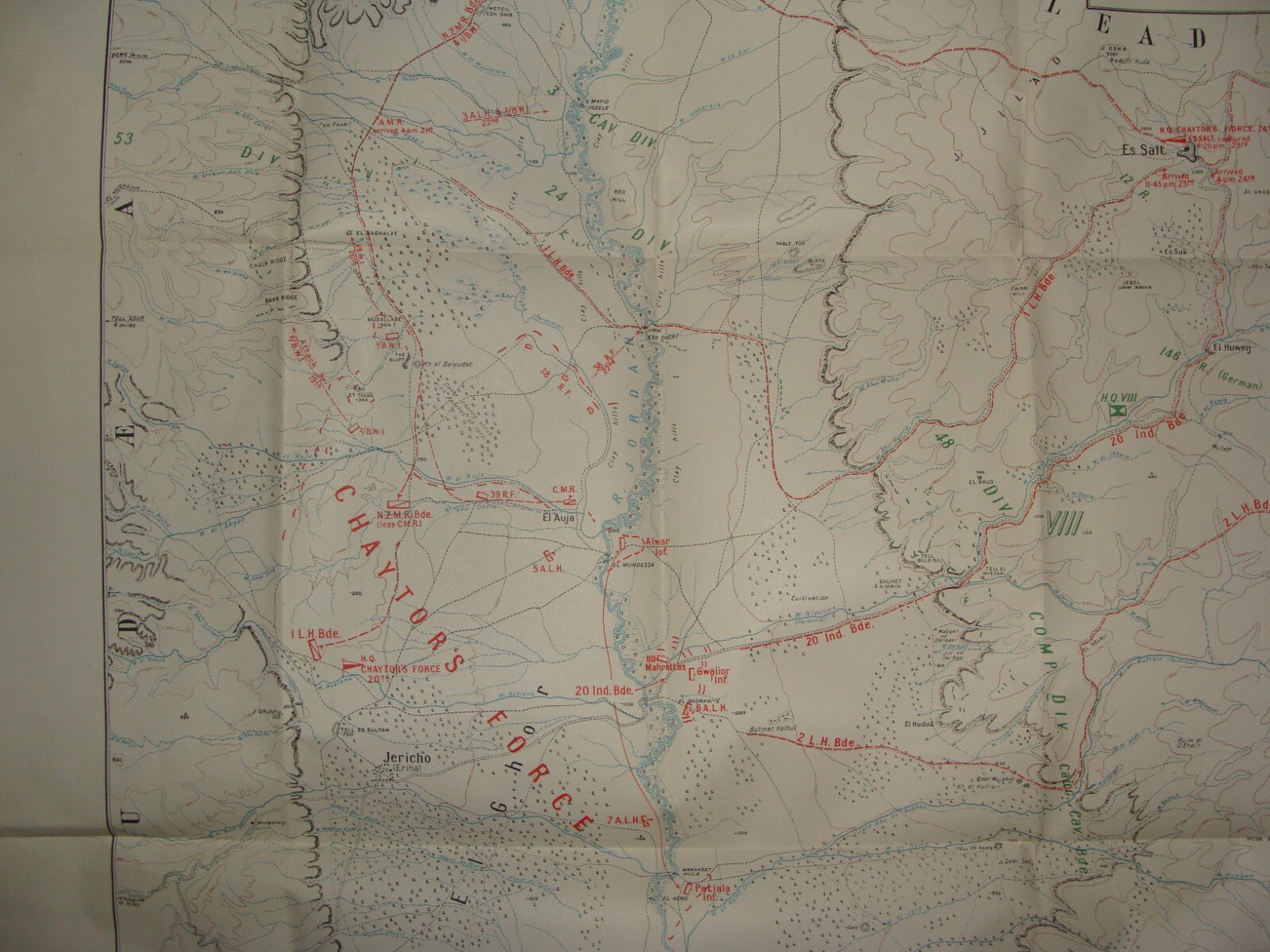 Palestine Israel Map Army Military WWI Turkish British Army Military CHAYTOR'S