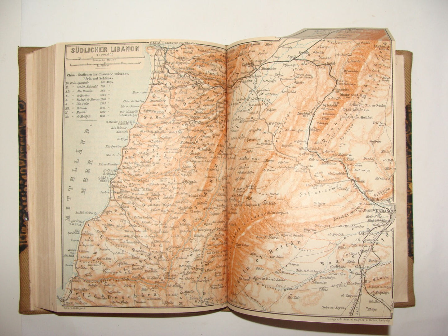 Map Palestine German 1904 Karl Baedeker Palastina und Syrien Syria Guide Travel