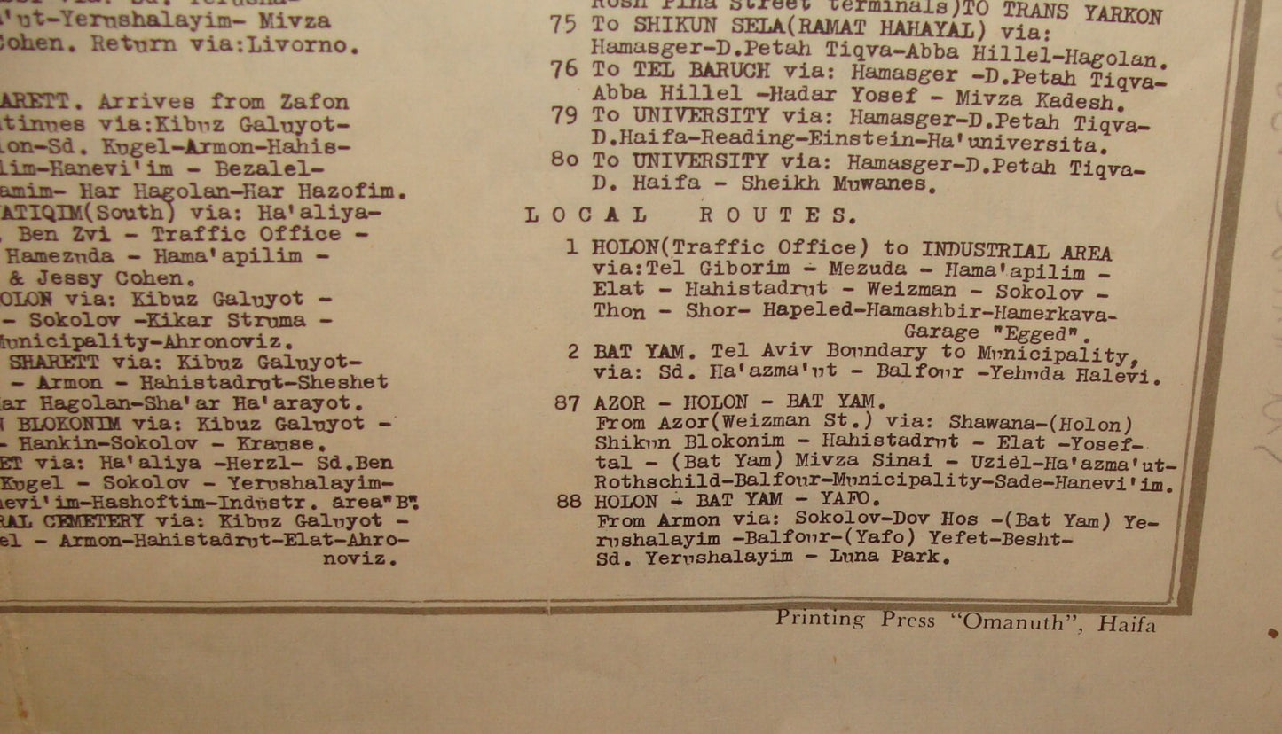 Map Jewish Judaica Israel TEL AVIV JAFFA RAMAT GAN HOLON BNEI BRAK GUSH DAN 1972