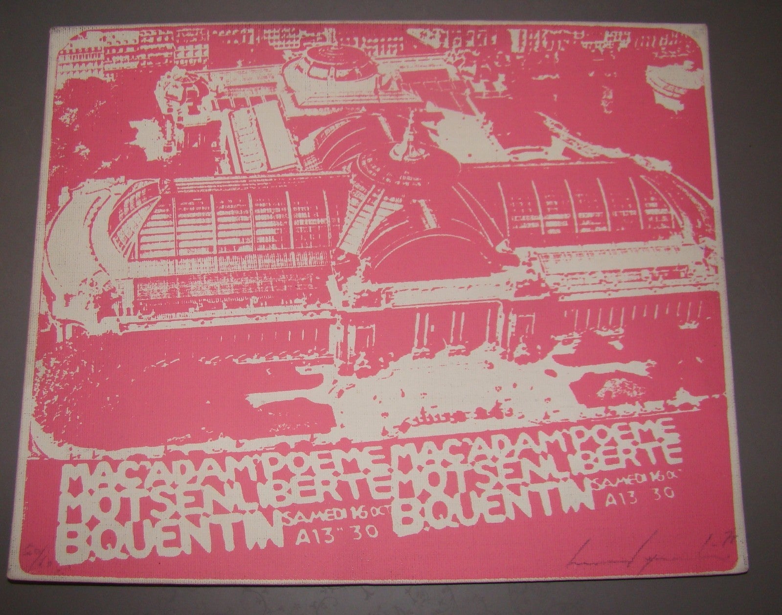 France Art Signed Andy Warhol Style Macadam Poeme Mot Sen Liberte lithograph