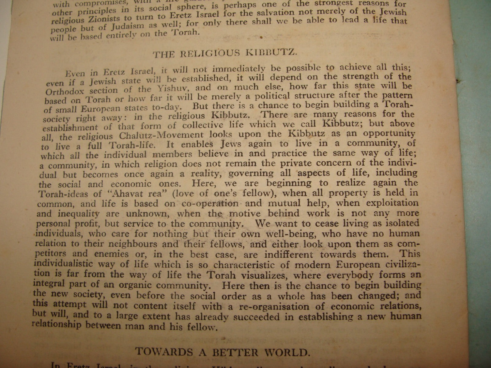 Jewish Judaica 1944 TORAH AND SOCIAL ORDER Rabbi Heinemann Zionist London Youth