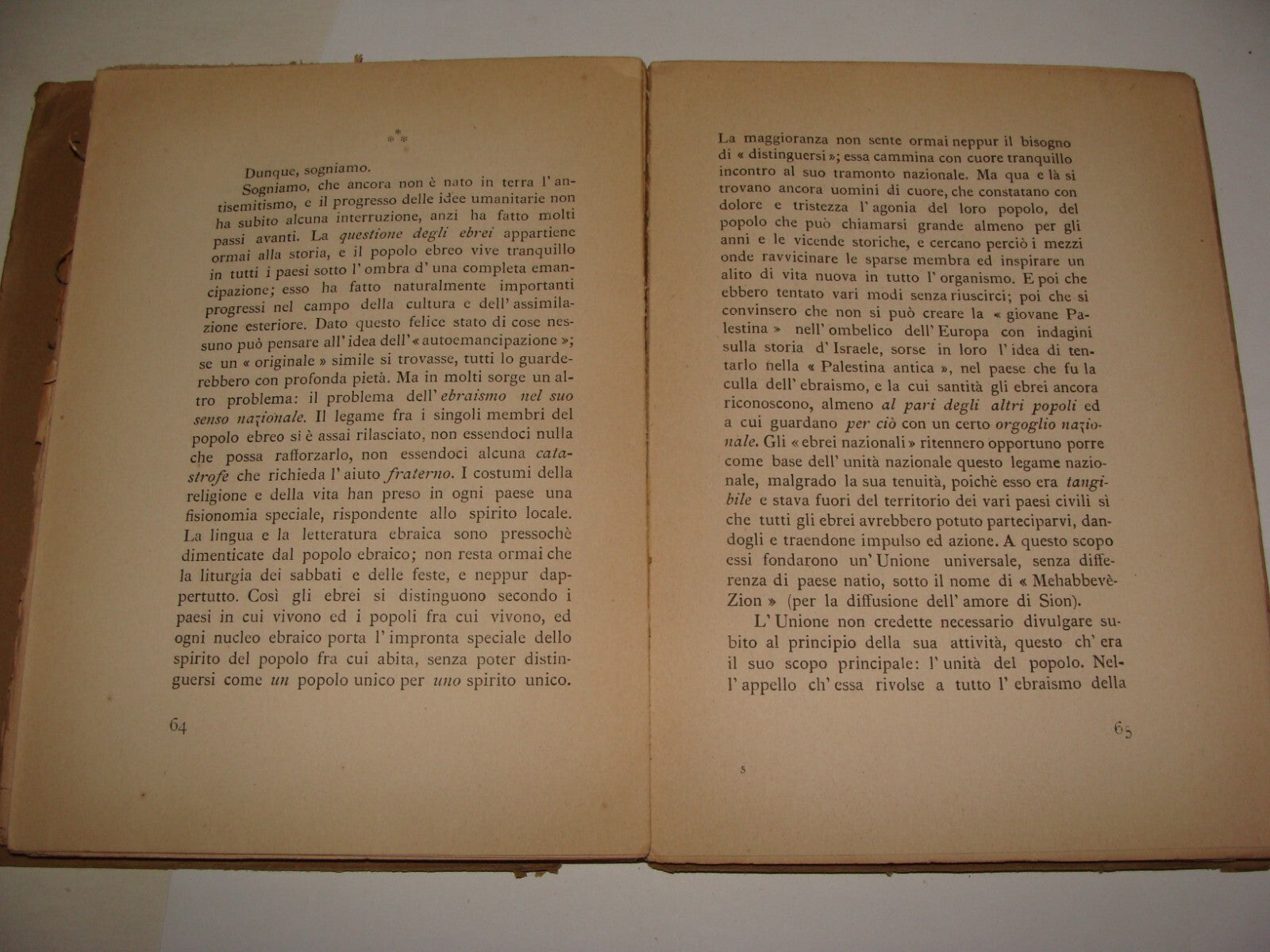 Book Jewish 1922 Auto Emancipation Italy Italian Zionist Pinsker Ussishkin