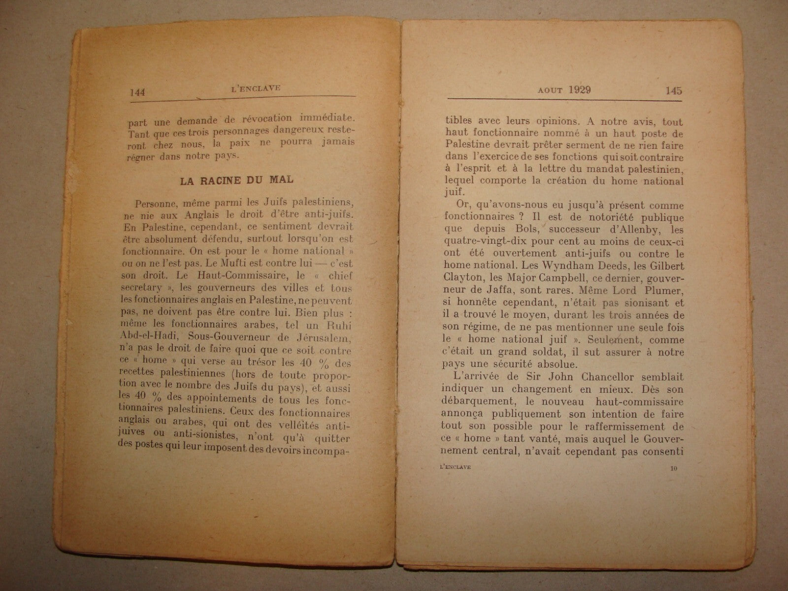 Book Jewish 1931 ITAMAR BEN AVI L'ENCLAVE French 1st Edition Zionist Palestine