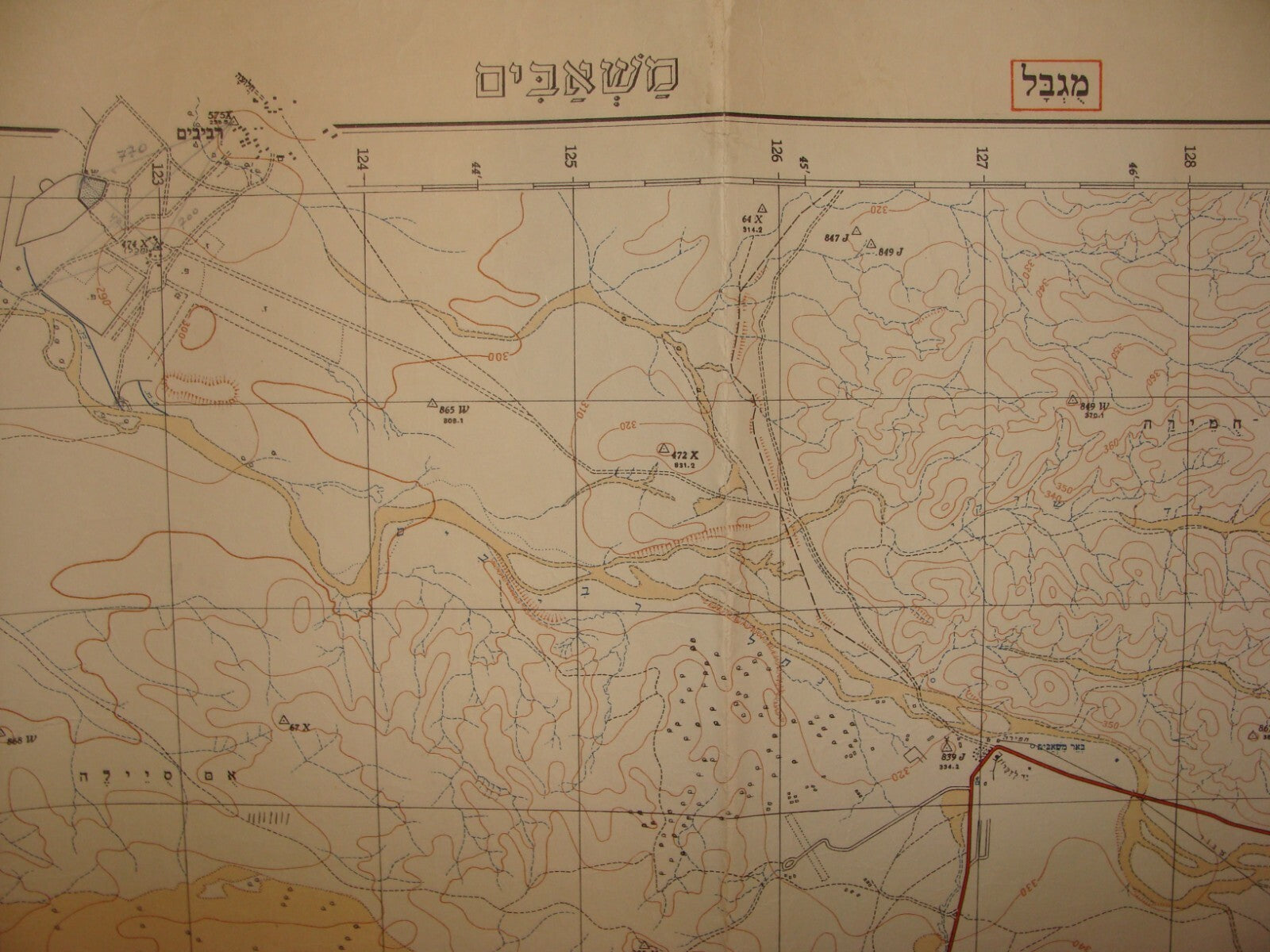 1950s ISRAEL Israeli MASHABIM Revivim Negev South Area Desert Map