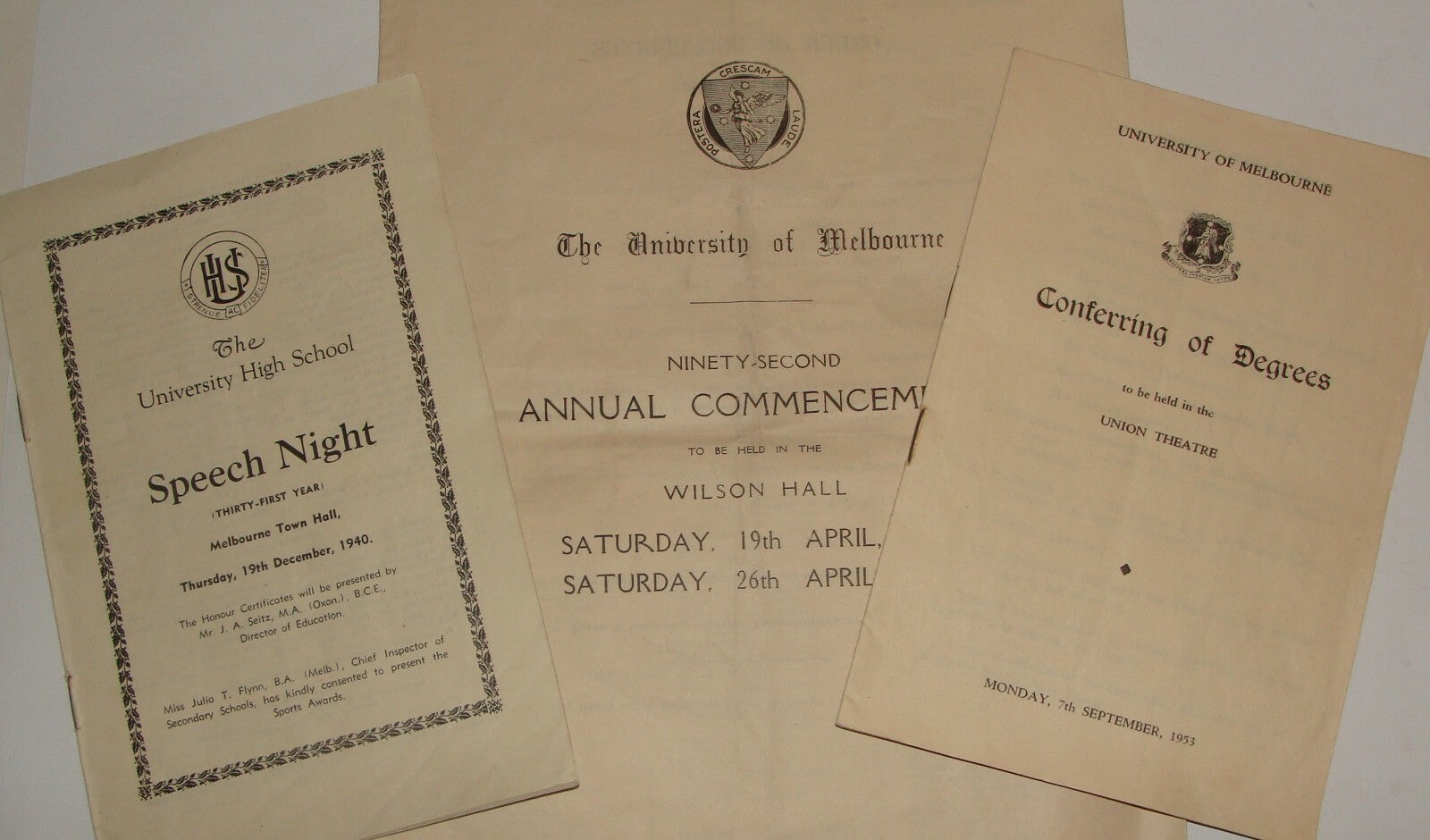 UNIVERSITY OF MELBOURNE Australia Documents Lot 1940s 1950s
