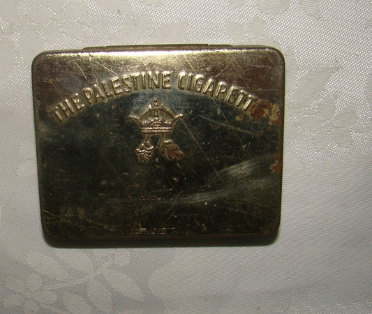 RARE Vintage Eretz Israel THE PALESTINE CIGARETTES Tin Metal Box 1940's