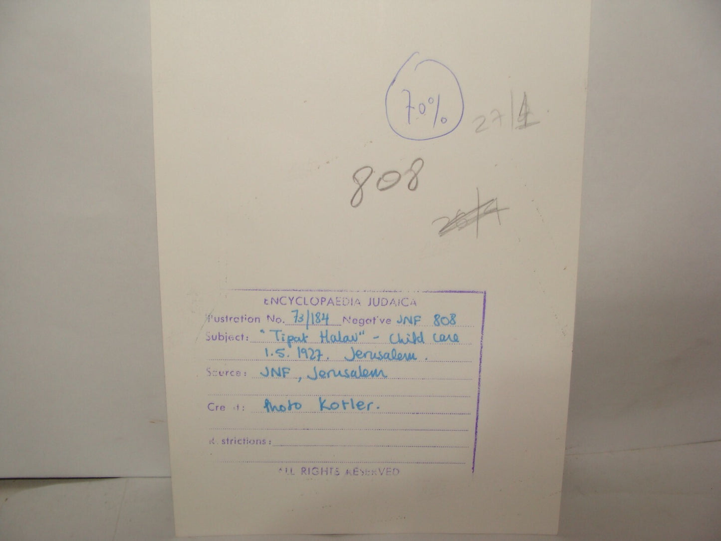 Photo Print, Jewish Palestine Israel Jerusalem 1927 Child Care Donkey Milk Help