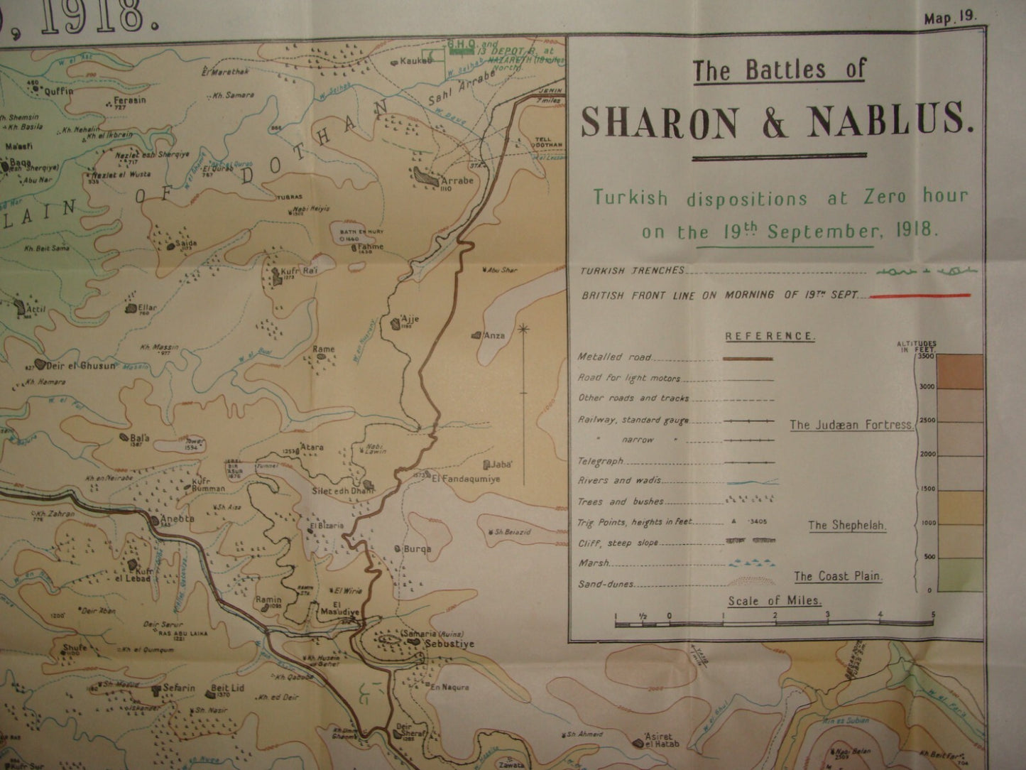 Palestine Israel Megiddo Map Army Military WWI Turkish British Army Military