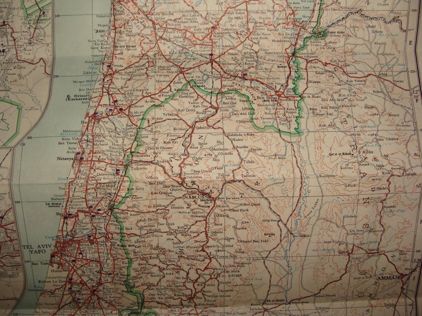 ISRAEL 1960 Pre Six Day War Map SONOL Gas Oil Petroleum Company