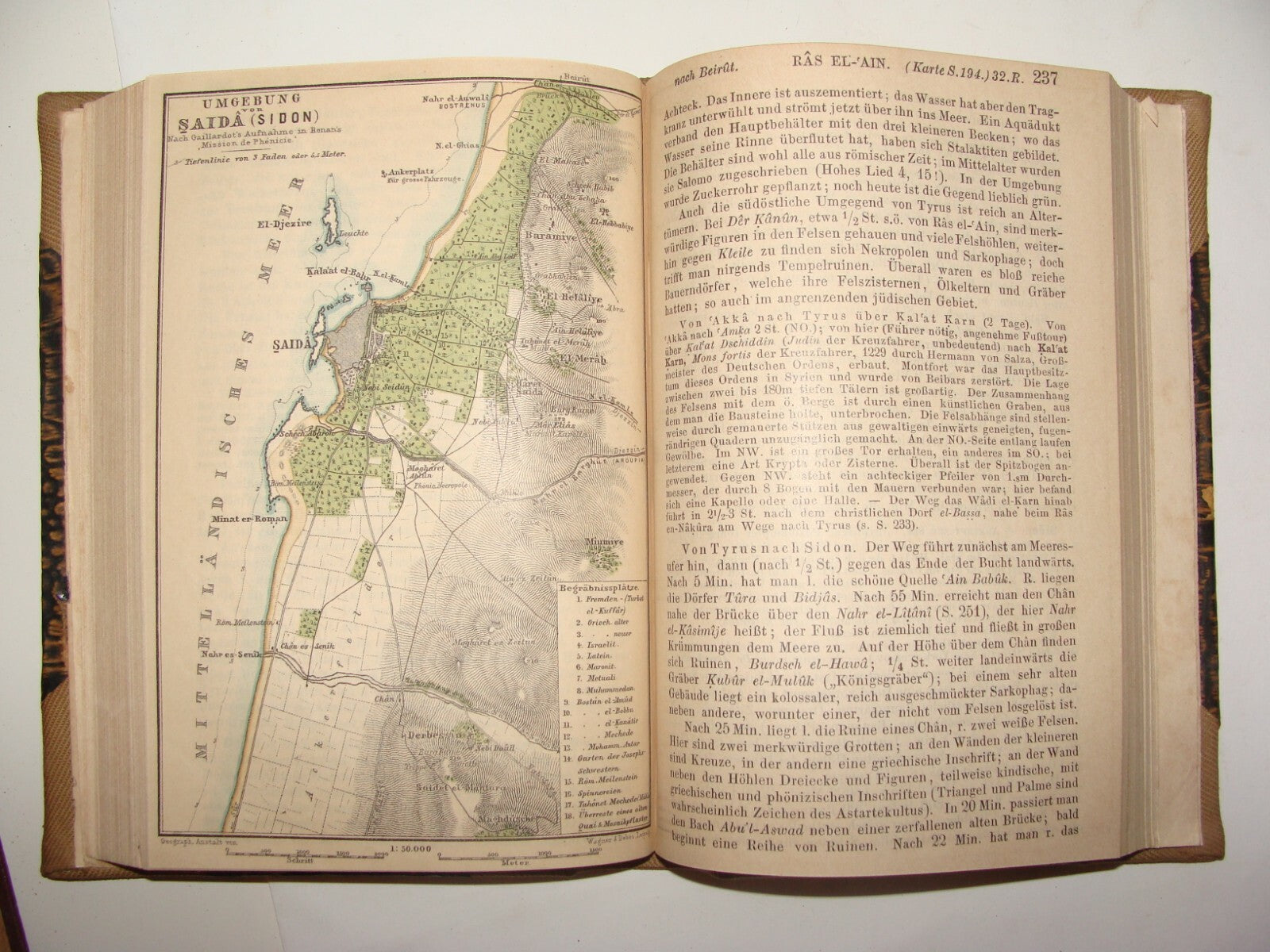 Map Palestine German 1904 Karl Baedeker Palastina und Syrien Syria Guide Travel