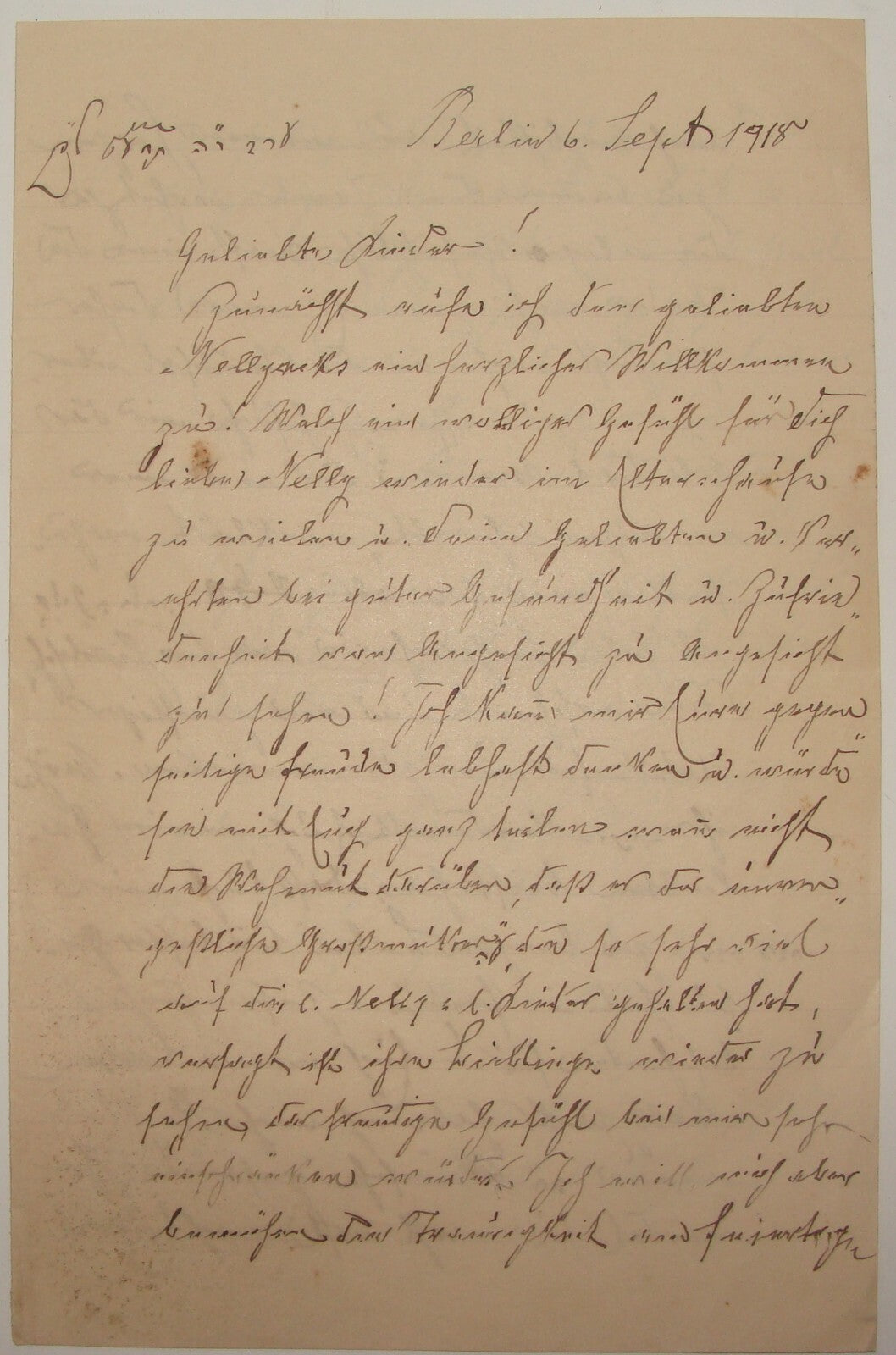 Germany Letter Jewish Judaica 1918 German   Berlin New Year Shana Tova