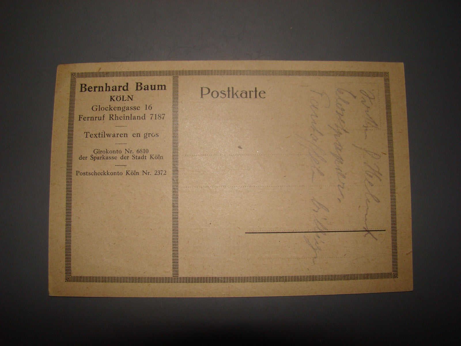 Germany letter Jewish judaica jews Bernard Baum store factory textile logo KOLN