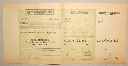 Germany Payment Jewish Judaica 1930s German   JULIUS HOFFMANN Receipt Stuttgart