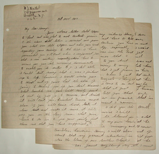 $ Letter Jewish American Judaica 1923 Brooklyn New York MAURICE MANTEL