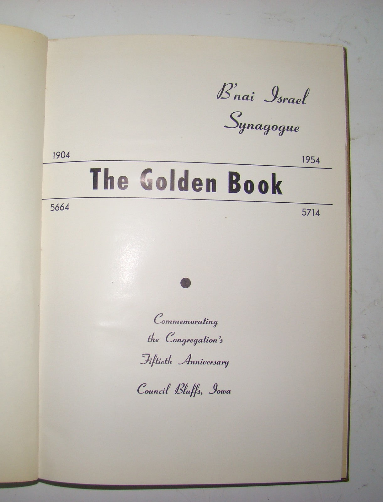 $ Book Jewish judaica rabbi 1954 Golden of B'nai Israel Synagogue American Iowa