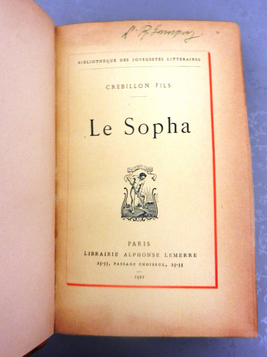 LE SOPHA COLLECTION BIBLIOTHEQUE DES JOYEUSETES LITTERAIRES book paris 1921
