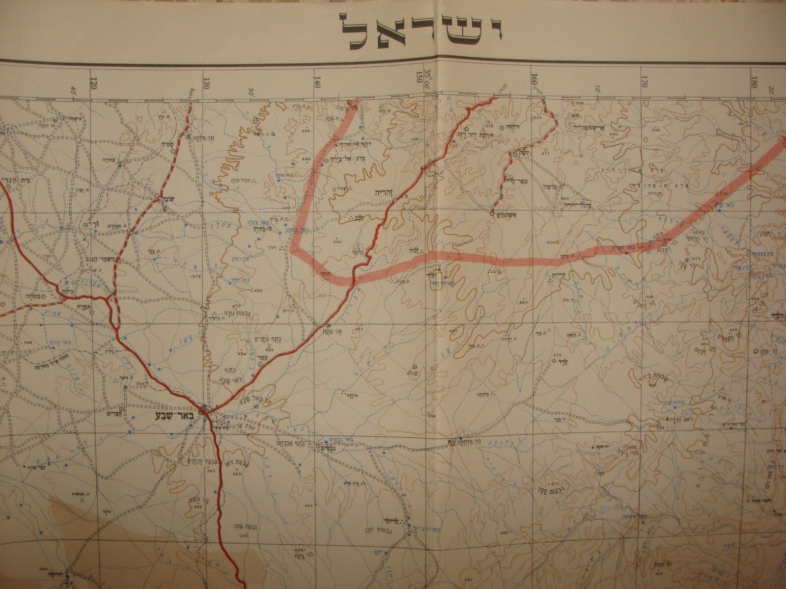 Map Jewish Judaica ISRAEL 1950 SOUTH Hebrew NEGEV NAMES