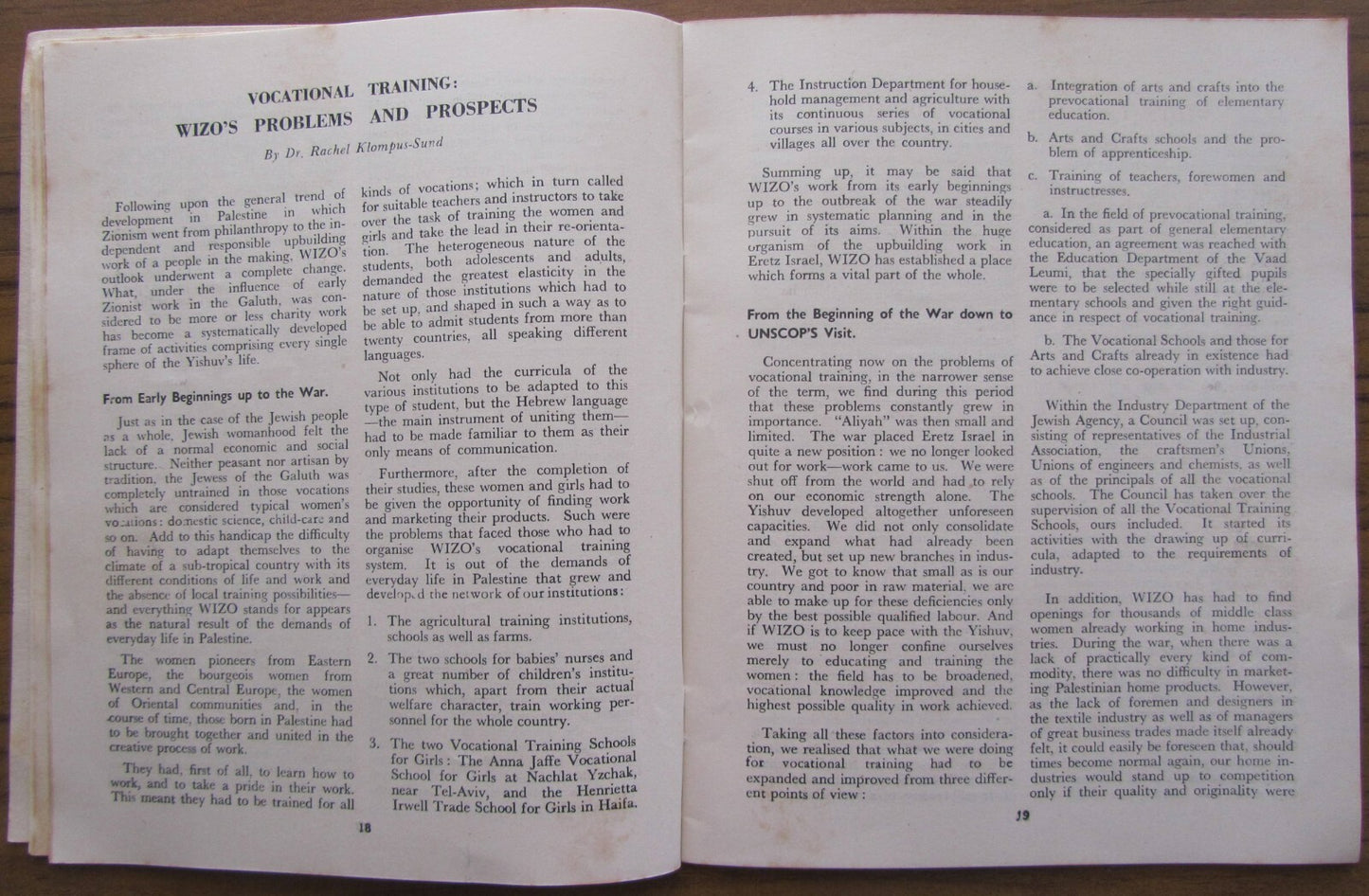 Booklet Palestine Judaica WIZO Zionist Women Org. Review 1948 Jewish State ויצ"ו