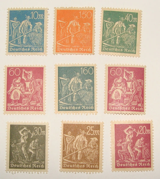 Germany 1921   Deutsches Reich Stamp Lot x9 MINT