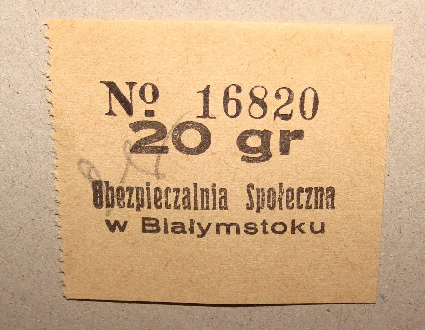 1930s Poland Bialystok Social Insurance Coupon Payment Receipt