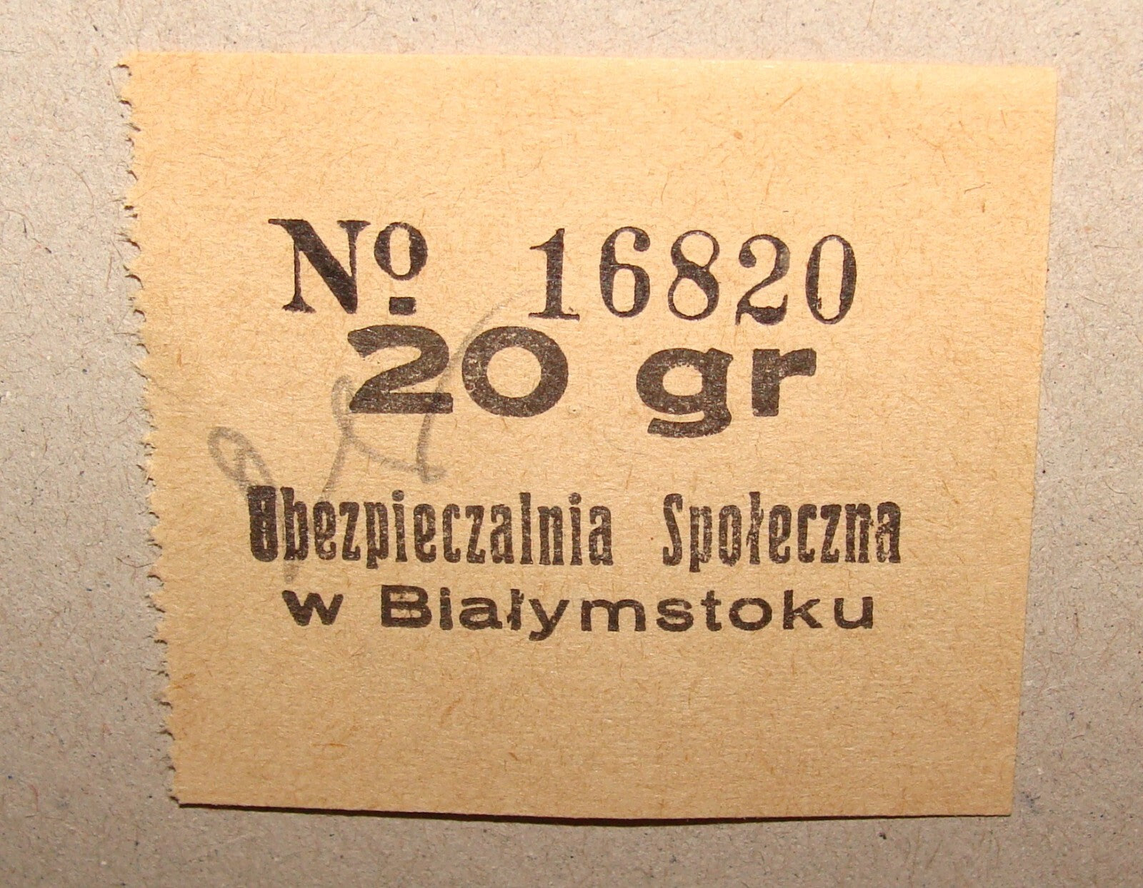 1930s Poland Bialystok Social Insurance Coupon Payment Receipt