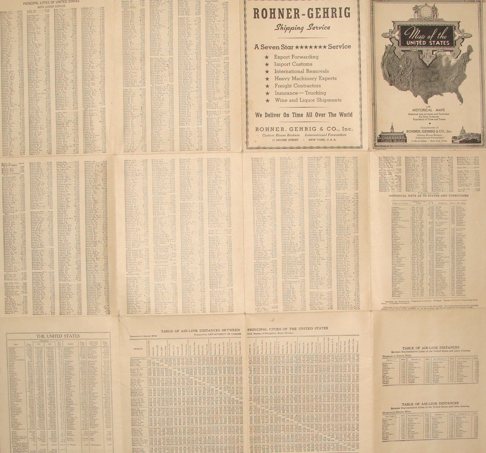 RARE Hammond's Map Of The United States C.S. HAMMOND 1920s