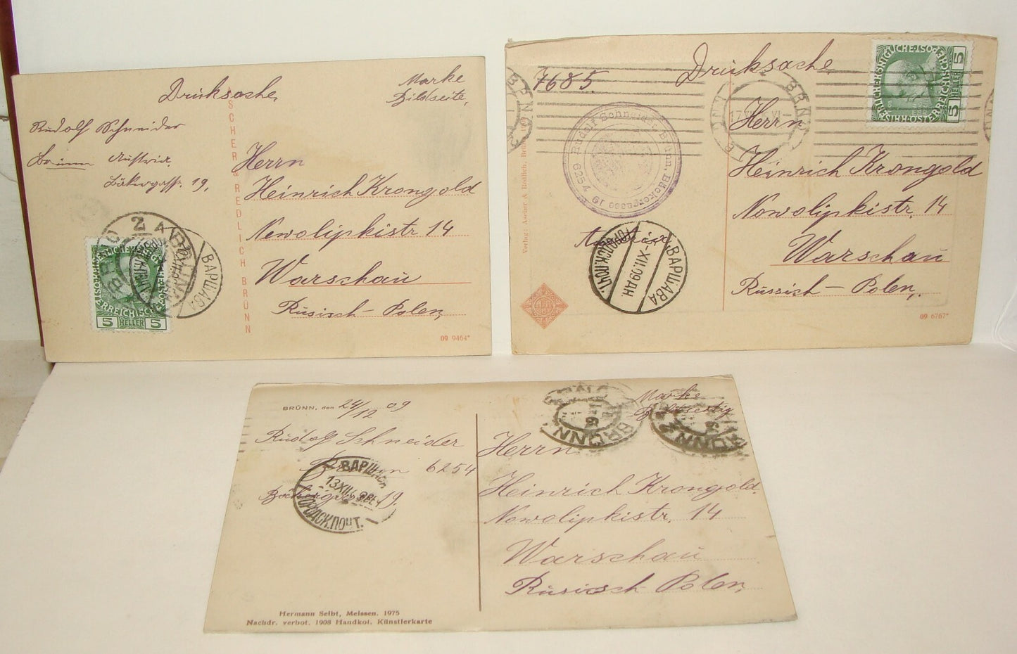 Germany Photo Jewish Card 1909 Czech Slovakia Moravia Brunn Brno Postcard x3