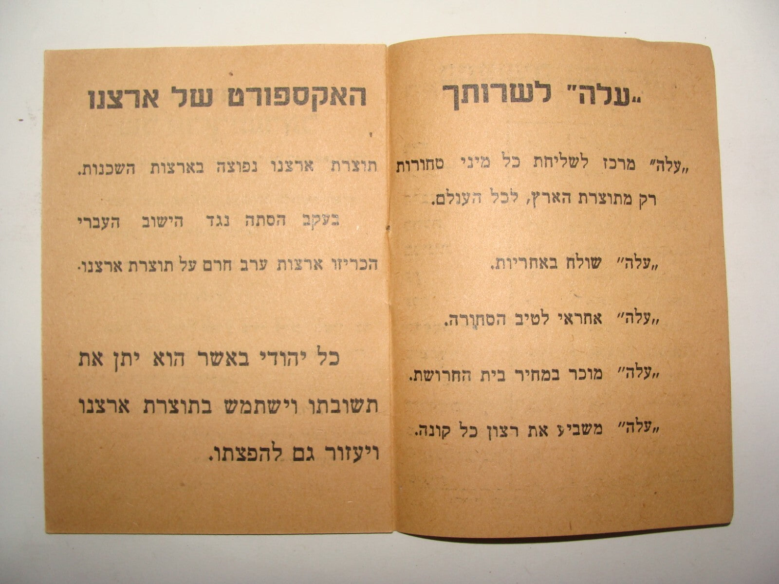 Ad Palestine Jewish Hebrew Israel ALEH Company Zionist Factory Industry Brochure