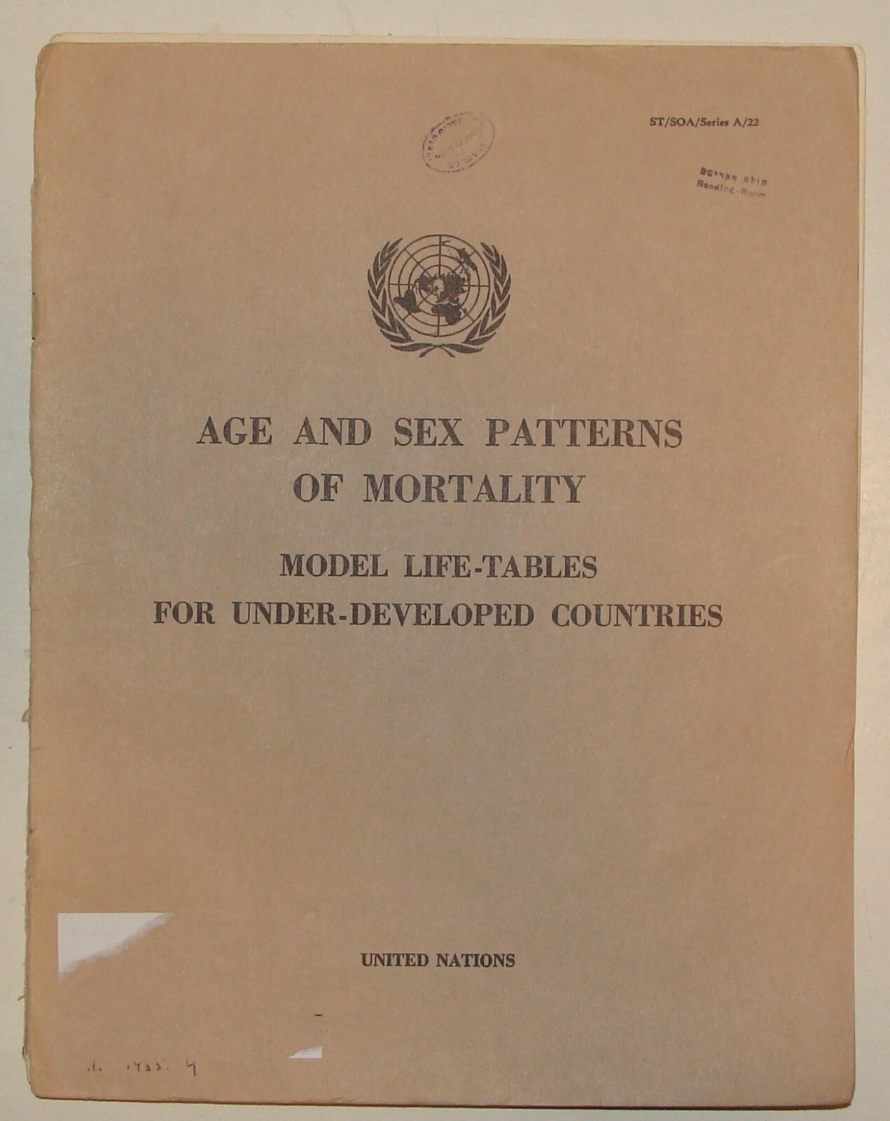 1955 United Nations Report Age and Sex Patterns of Mortality Africa America