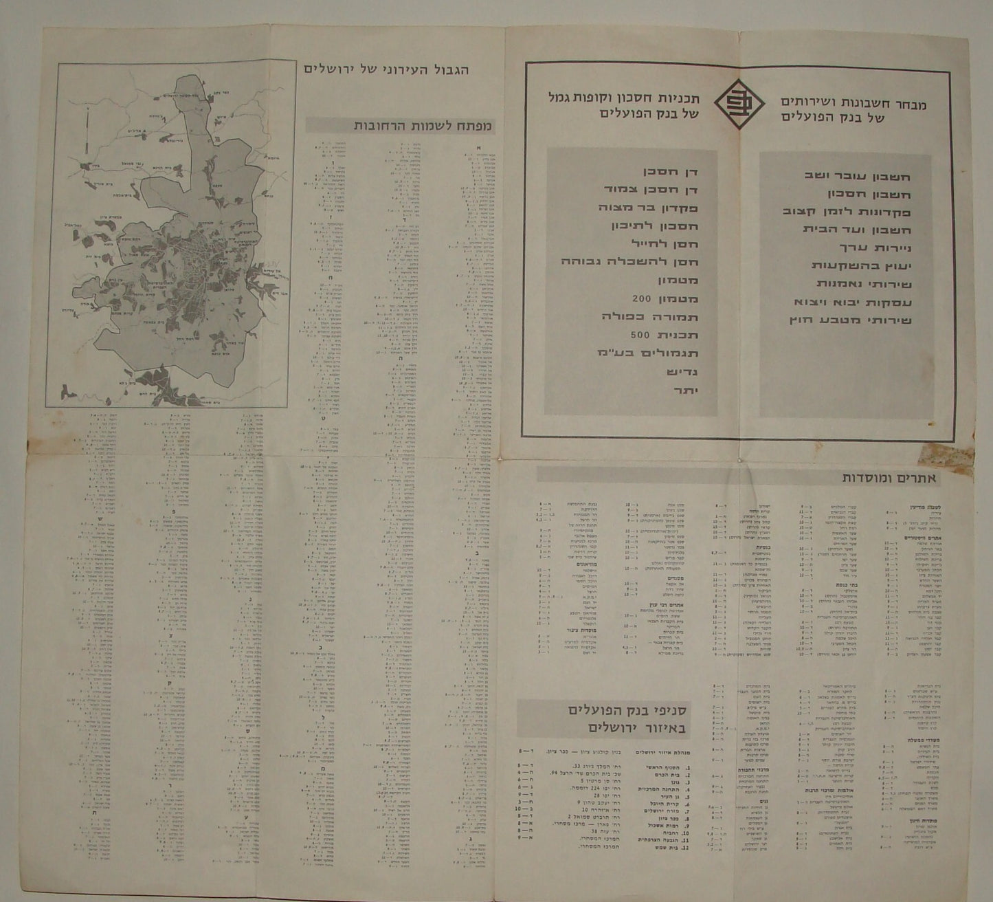 Map Israel 1972 Israeli JERUSALEM Guide Hebrew