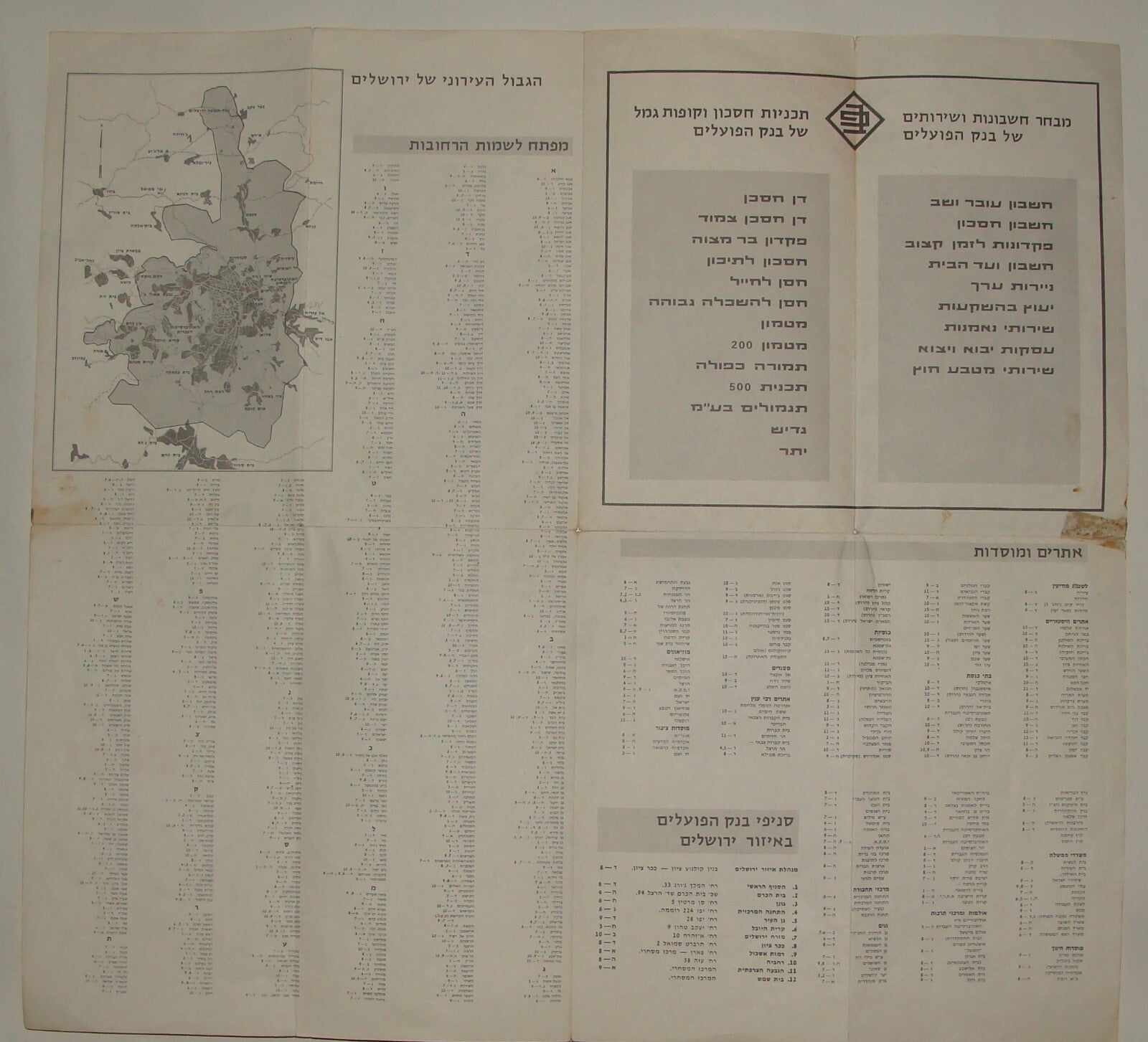 Map Israel 1972 Israeli JERUSALEM Guide Hebrew