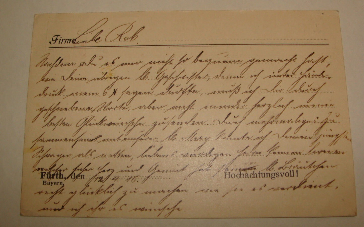 Germany Card Jewish Judaica 1916 German Furth Goldberger Stamp Postcard