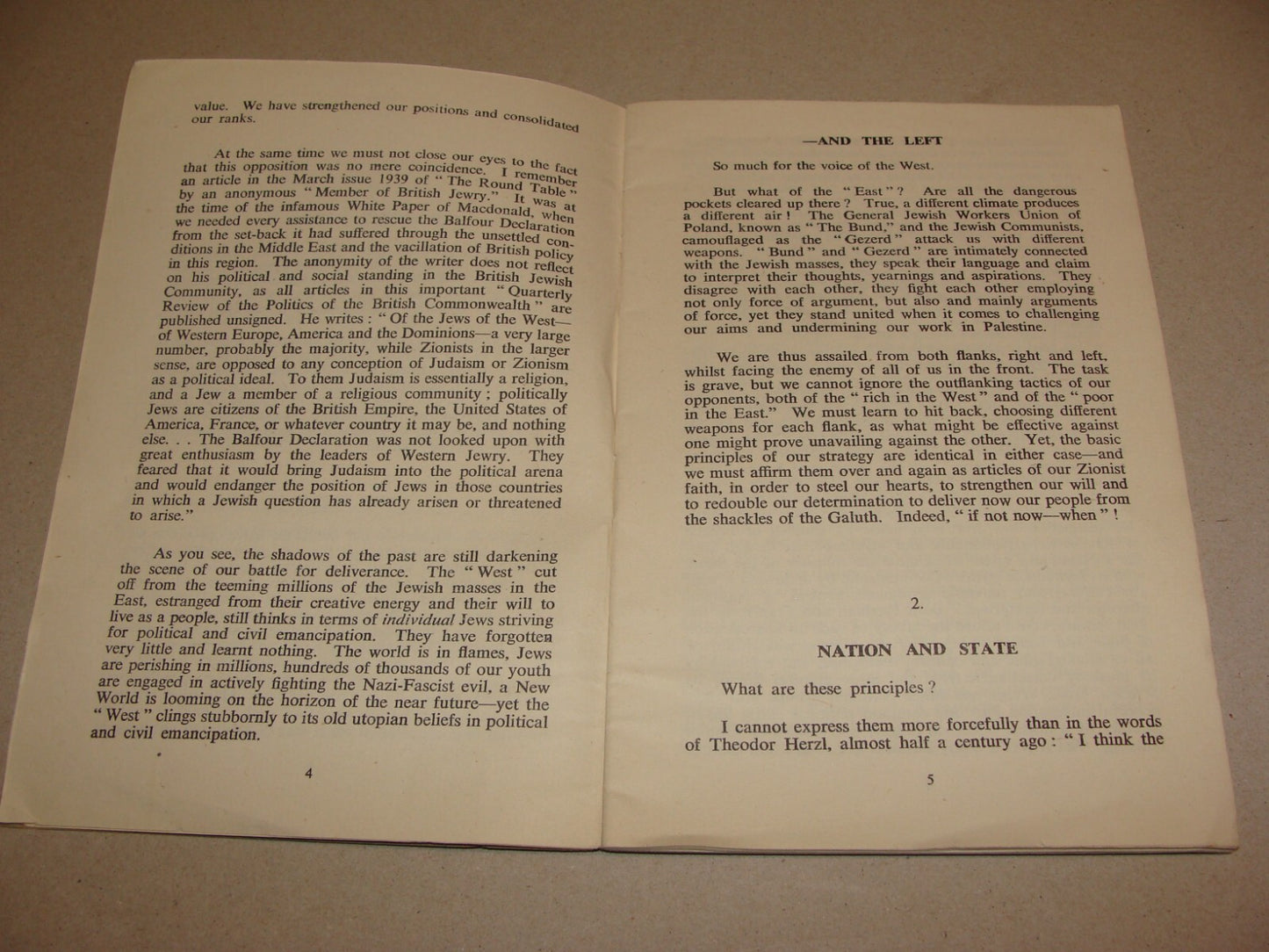 Booklet Palestine 1943 London Zionism Present Tasks Post War Aims Zionist Israel