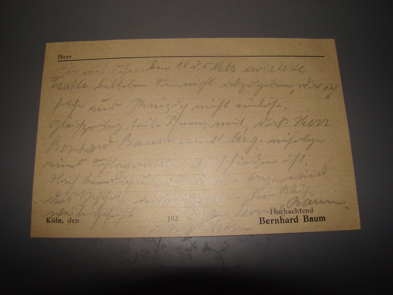 Germany letter Jewish judaica jews Bernard Baum store factory textile logo KOLN