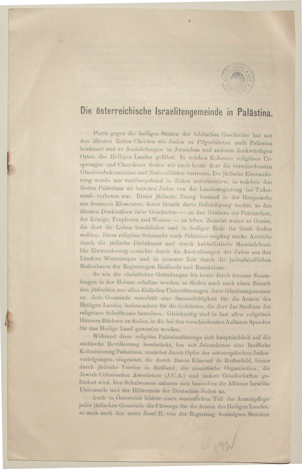 Germany Jewish Judaica 1915 German Article Austria Jews Palestine Israel Zionist