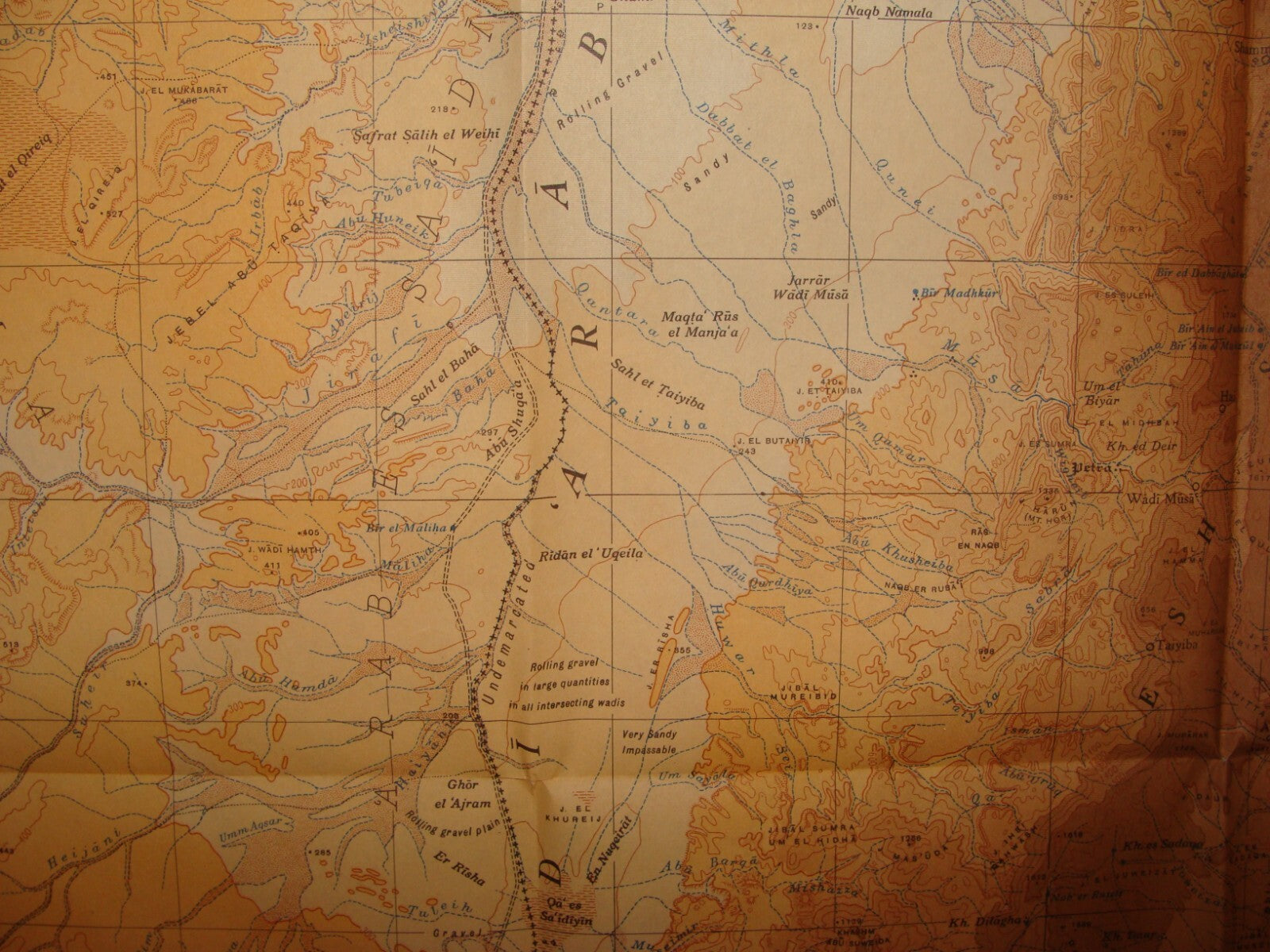 1946 Palestine Israel South NEGEV Map Egypt Sinai Trans Jordan