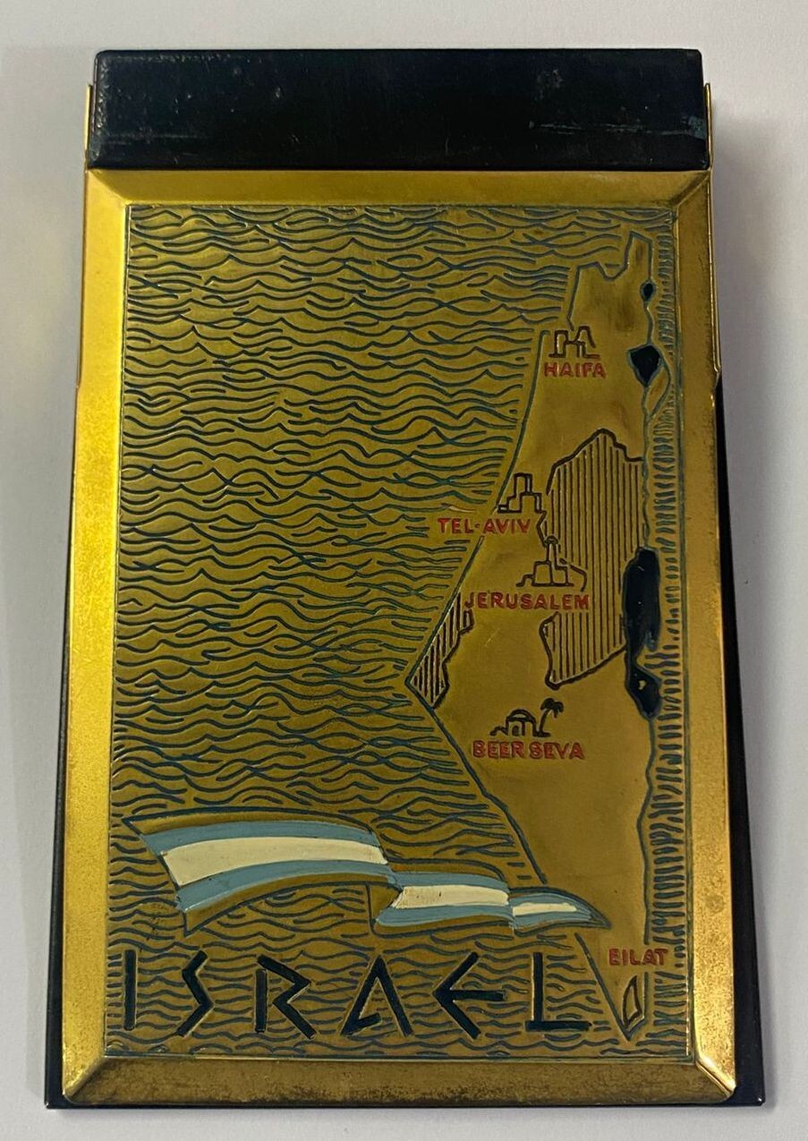 Map Jewish Judaica PRE 1967 Israel Israeli Notebook Cover Art Gilt Vintage