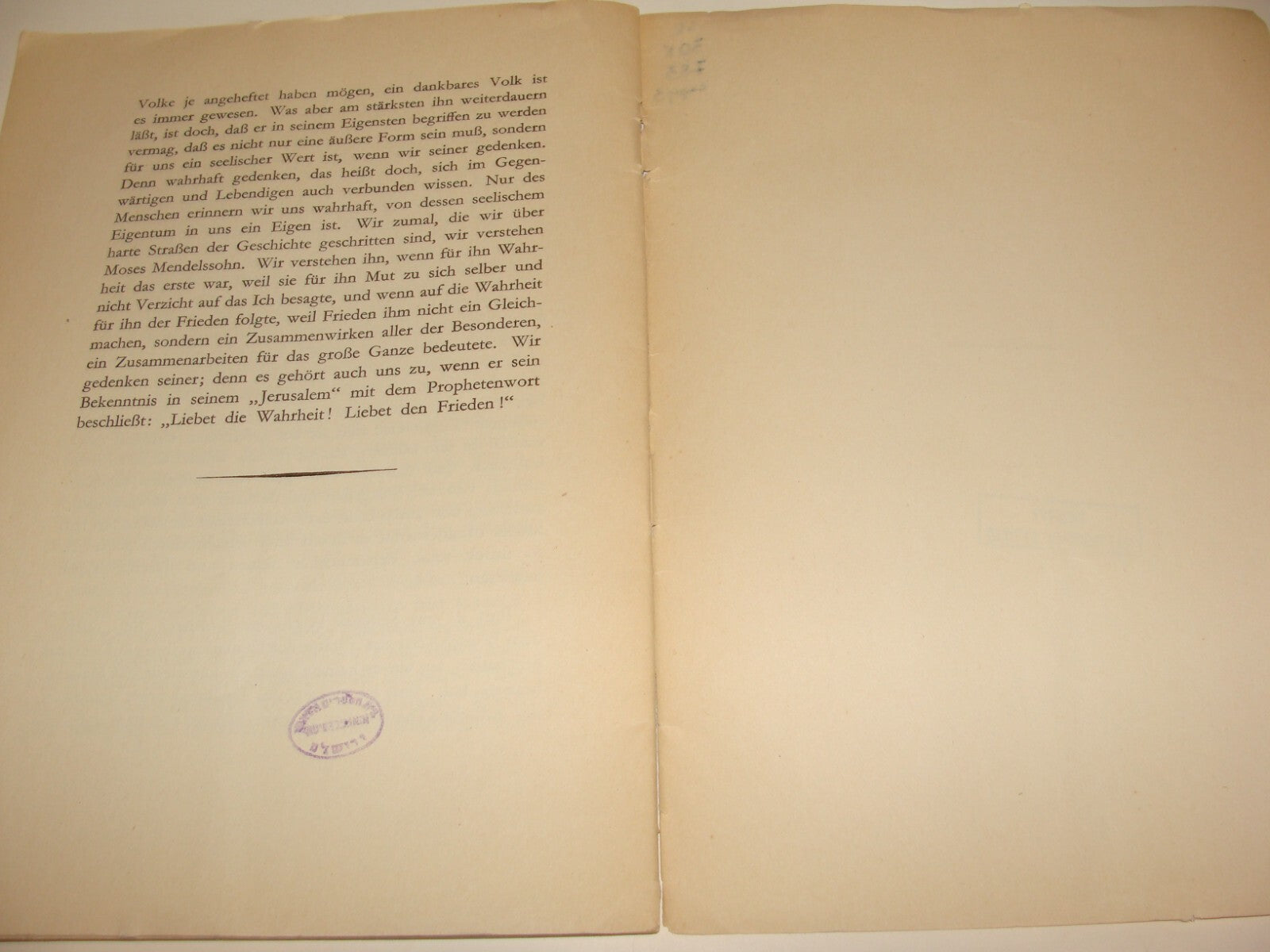 Germany 1929 Jewish Judaica German   Moses Mendelssohn Memorial Rabbi Leo Baeck