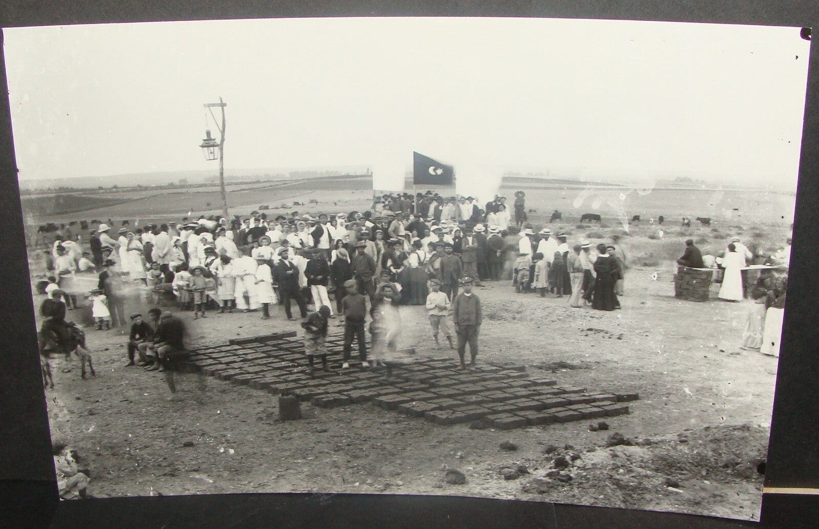 Photo Print Jewish HQ Zionist Archives 1908 Pioneers Ein Ganim Petach Tikva