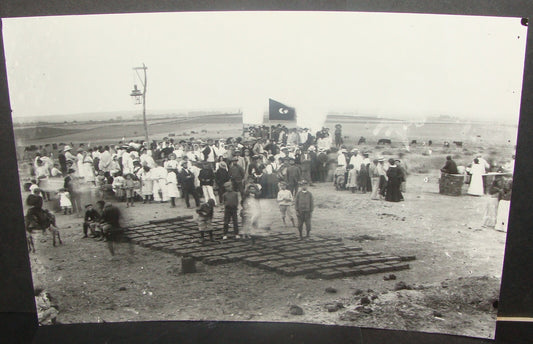 Photo Print Jewish HQ Zionist Archives 1908 Pioneers Ein Ganim Petach Tikva