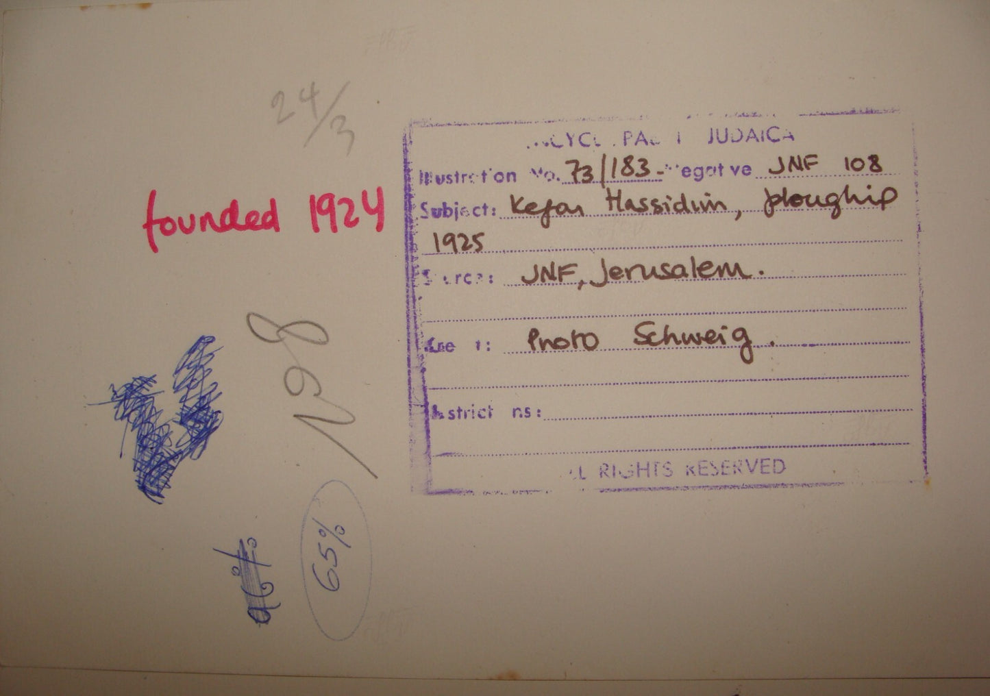 Photo Print, 1925 Palestine Israel KFAR HASIDIM Zionist Religious Poland Jews