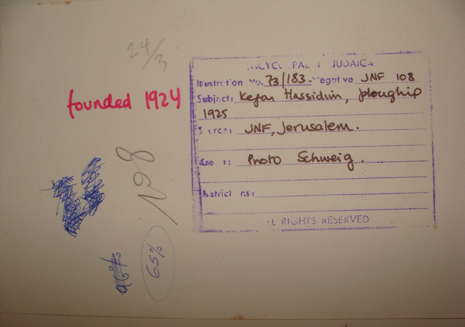 Photo Print, 1925 Palestine Israel KFAR HASIDIM Zionist Religious Poland Jews