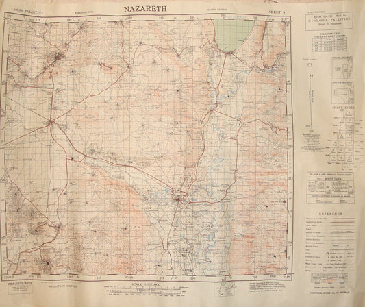 1944 Palestine Israel Nazareth Map Beit Shean Arab Beisan Jenin Afula Samakh