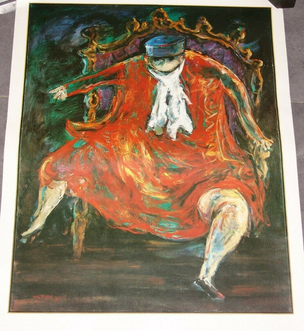 poster Jewish israel israeli Yosl Bergner The Judge drawing Kafka signed 1993